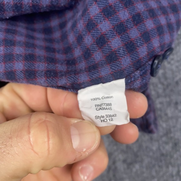 VTG J Crew Work Shirt Mens Med Purple Chamois Flannel Button Up Rugged Gingham - Picture 8 of 9